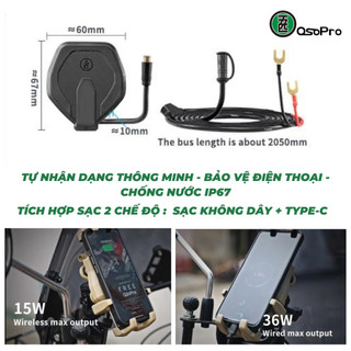 Bộ sạc không dây + type-c osopro chính hãng