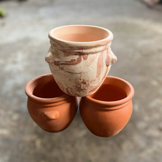 Chậu đất nung chum 3 quai 8x8cm