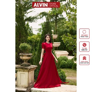 Đầm Dự Tiệc Dáng Xòe Dài Đính Đá Có Tặng Kèm Nơ Rời Alvin Store 2941