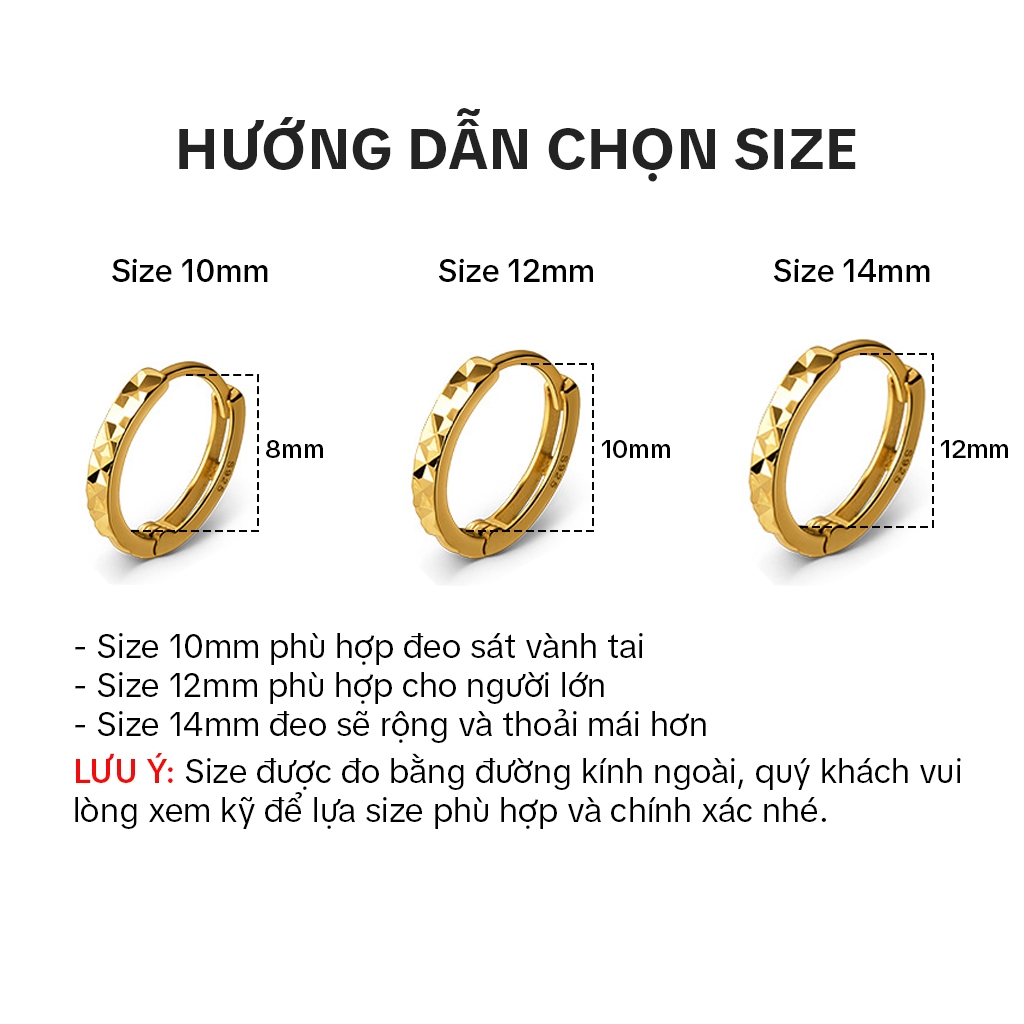 Khuyên tai bạc nữ S925 xi vàng 18K dáng tròn xinh xắn phong cách Hàn Quốc - B2705 - Bảo Ngọc Jewelry