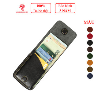 Ví sen 3 da bò thật - Bảo hành 5 năm - Hàng chính hãng thương hiệu Longdo Leather