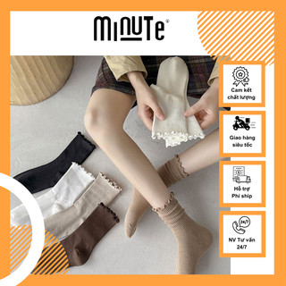 Tất nữ cao cổ dễ thương phong các Vintage Hàn Quốc nhiều màu, Vớ nữ cổ cao dễ thương