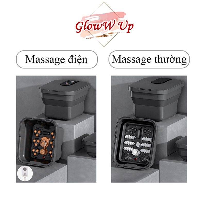 Chậu Ngâm Chân Massage Thảo Dược Gấp Gọn Chigo 8L Có Sục Khí Máy Ngâm Chân Bàn Lăn Điện Mát Xa Chân Cải Thiện Giấc Ngủ