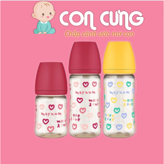 Chính hãng Bình sữa MOYUUM Hàn Quốc Tim Vàng và Tim đỏ 170ml 270ml