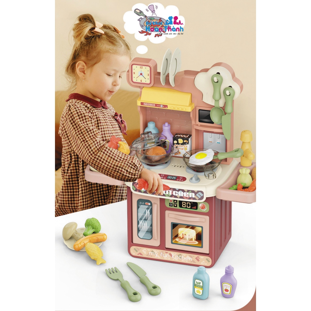 Bộ đồ chơi nhà bếp, mô phỏng đồ dùng nhà bếp nấu ăn, trẻ em 2 đến 4 tuổi cao 40cm