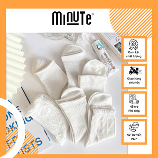  Tất nữ cao cổ trắng điệu co giãn 4 chiều nhiều mẫu dễ phối đồ - Minute