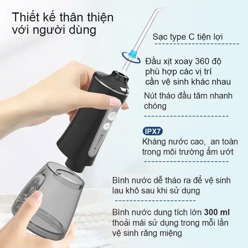 Máy tăm nước cao cấp DT SMART HF-9P HF-P11 chống thấm nước, tặng túi vải du lịch, vệ sinh răng miệng hoàn hảo