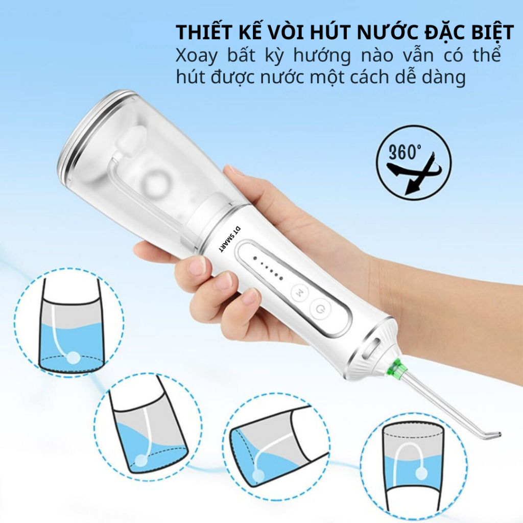 Máy tăm nước cao cấp DT SMART HF-9P HF-P11 chống thấm nước, tặng túi vải du lịch, vệ sinh răng miệng hoàn hảo