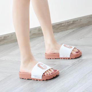  Dép nữ MWC 8297 - Dép Nữ Quai Ngang In Chữ Nổi Phối Màu Siêu Cute Êm Chân Thời Trang Trẻ Trung 