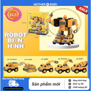 Đồ chơi trẻ em lắp ráp ô tô robot biến hình transformer cho bé, Đồ chơi bé trai robot biến hình 5in1