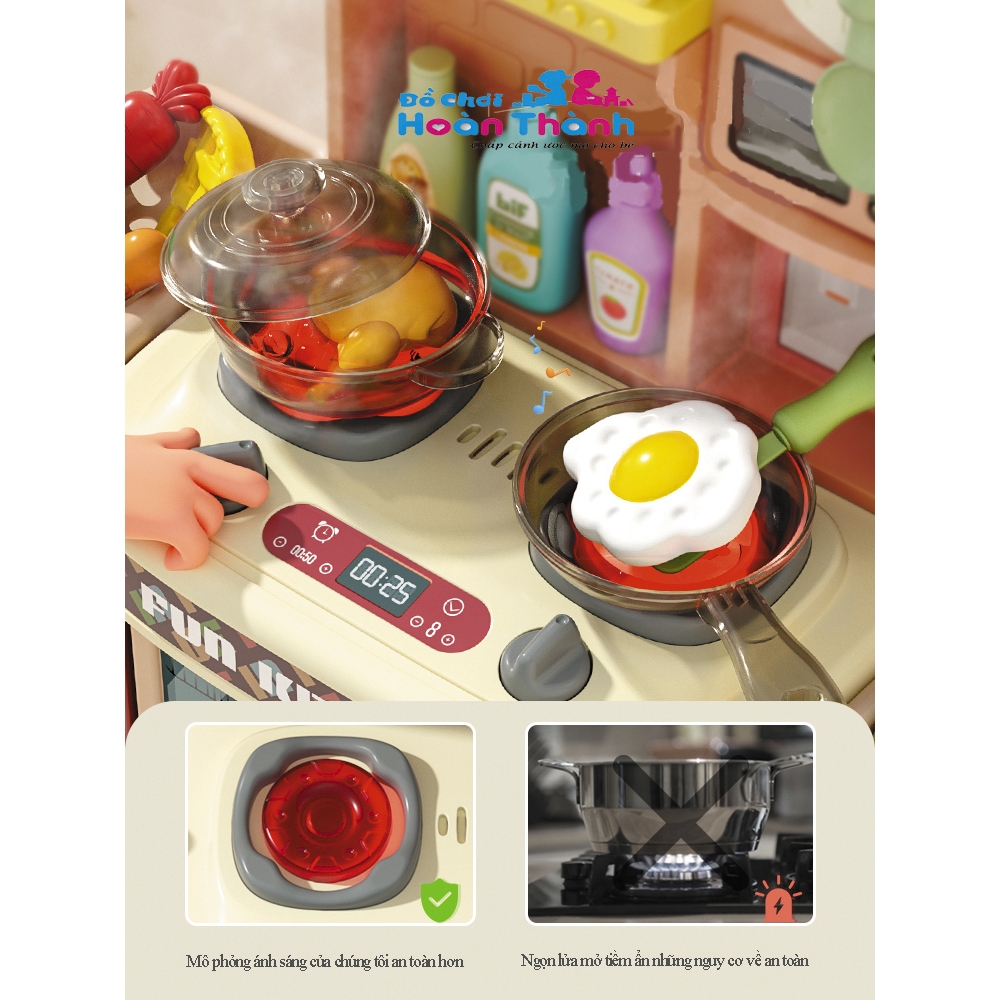 Bộ đồ chơi nhà bếp, mô phỏng đồ dùng nhà bếp nấu ăn, trẻ em 2 đến 4 tuổi cao 40cm