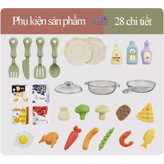 Bộ đồ chơi nhà bếp, mô phỏng đồ dùng nhà bếp nấu ăn, trẻ em 2 đến 4 tuổi cao 40cm