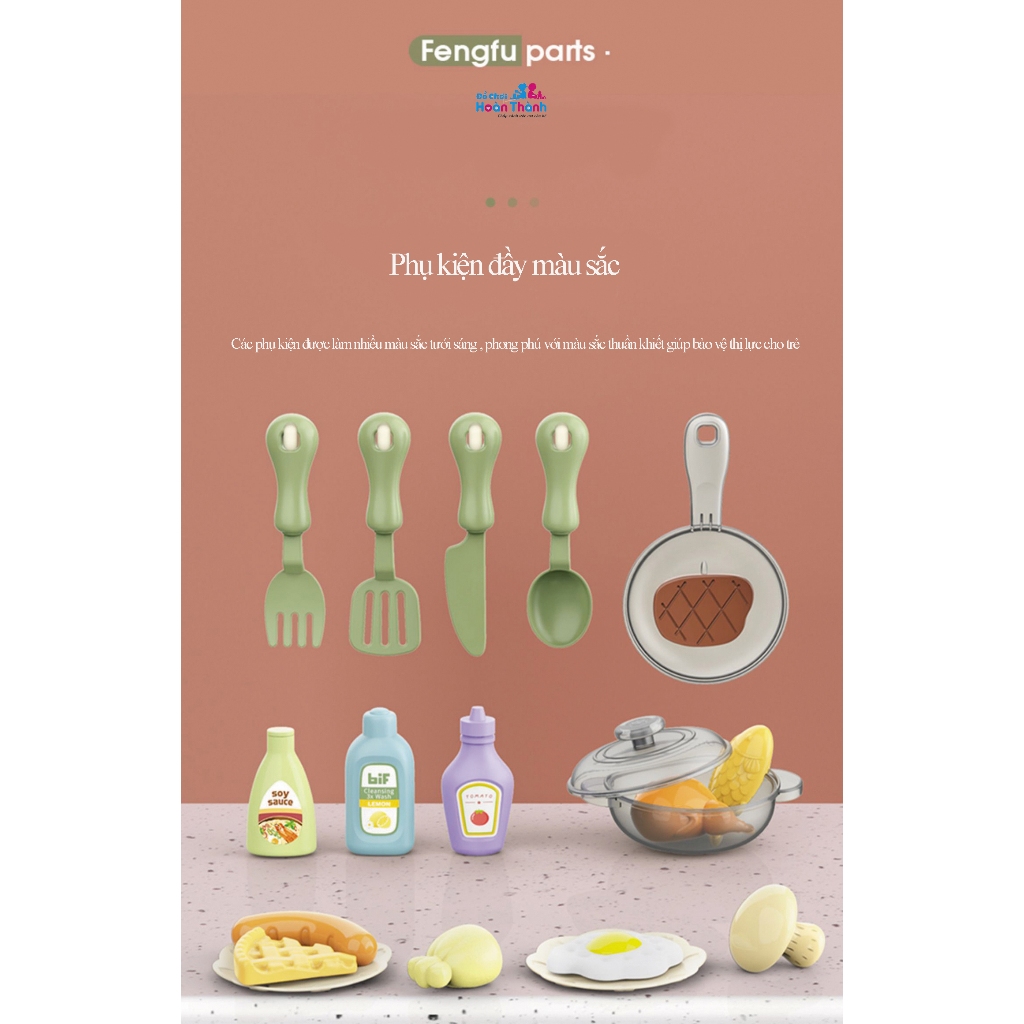 Bộ đồ chơi nhà bếp, mô phỏng đồ dùng nhà bếp nấu ăn, trẻ em 2 đến 4 tuổi cao 40cm