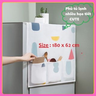 Tấm Phủ/Bọc Bảo Vệ Tủ Lạnh Nilon Không Thấm Nước Có Túi 2 Bên ( 180x62cm )