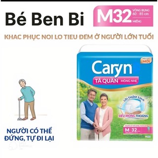 [GÓI LỚN TIẾT KIỆM] Tã Bỉm Quần Người Lớn Caryn Mỏng Nhẹ Size XL24/M32/L28 Miếng