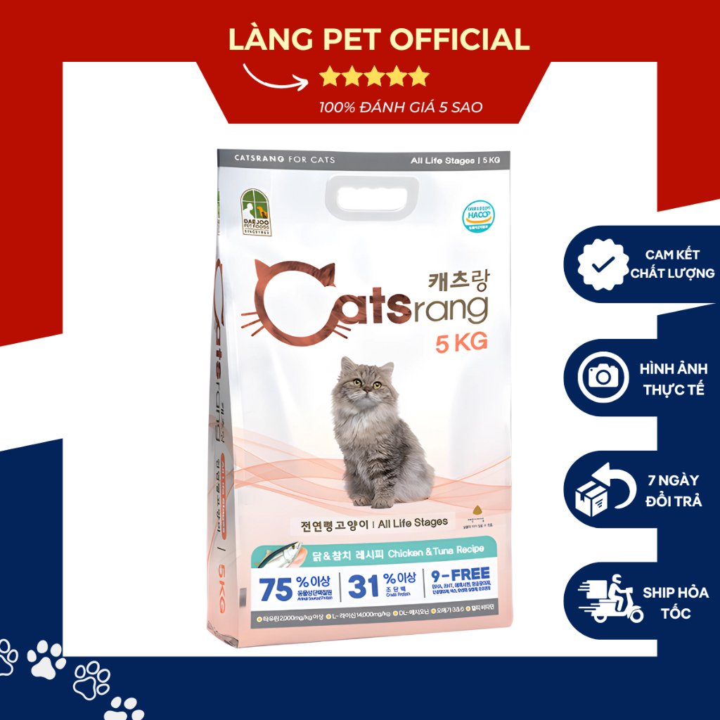 Hạt thức ăn Catsrang 5kg cho mèo mọi lứa tuổi
