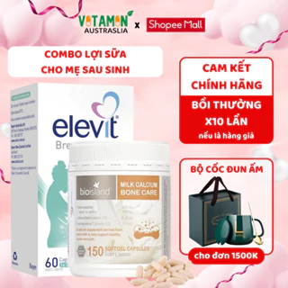 Combo lợi sữa cho mẹ sau sinh Canxi hữu cơ Bioisland, Elevit Breast-feeding giúp bổ sung đầy đủ vitamin và khoáng chất