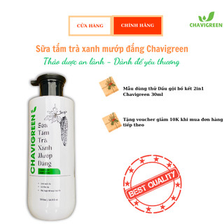 Mụn lưng, mụn ngực - Sữa Tắm Trà Xanh Mướp đắng Chavigreen 500ml giảm tình trạng với tinh chất trà xanh