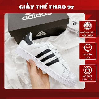 Giày thể thao superstar mũi sò tem vàng sọc đen trắng cho cả nam và nữ kiểu dáng classic lên chân cực đẹp