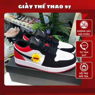 Giày thể thao màu đen đỏ thấp cổ, giày jd đỏ đen nam nữ full box bill K001