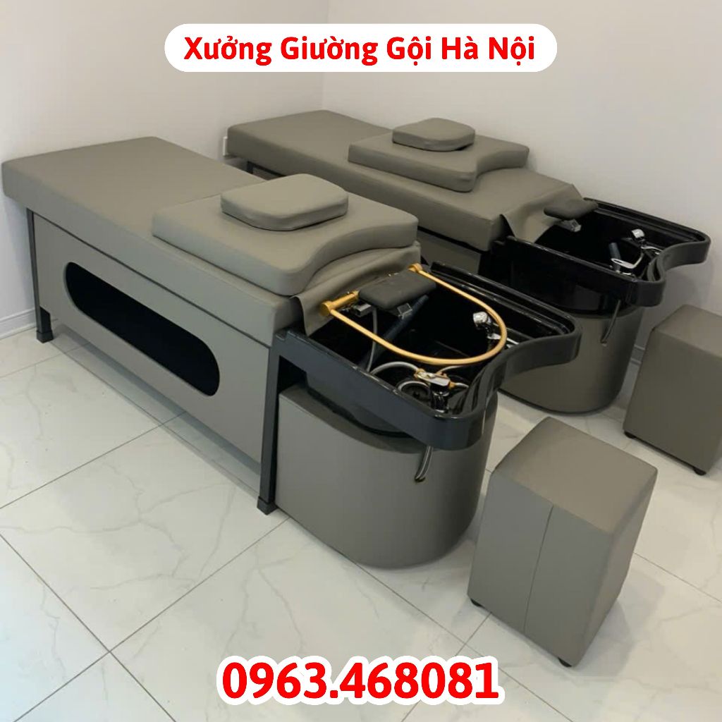 Giường Gội Đầu Dưỡng Sinh, GIường Gội Đầu Cao Cấp 2in1 Bọc Đệm Dày Dặn Hộp Bo Tròn Khung Sắt Chắc Chắn Chuyên Dùng Spa