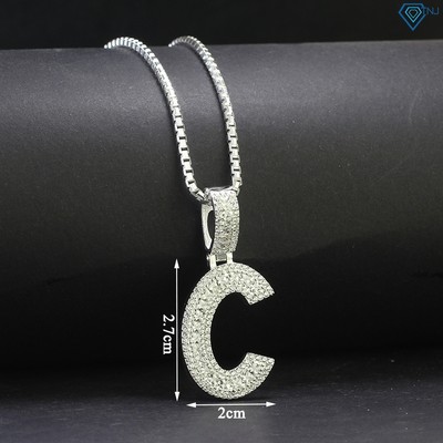 Dây chuyền nam, vòng cổ bạc chữ C đính đá phong cách cá tính DCA0138 - Trang Sức TNJ