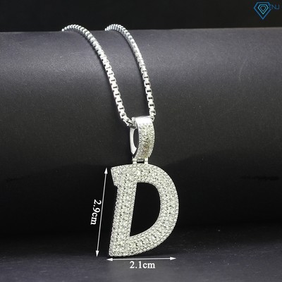 Dây chuyền nam, vòng cổ bạc chữ D đính đá phong cách cá tính DCA0138 - Trang Sức TNJ