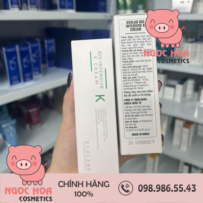 [Công Ty] Kem Dưỡng Vitamin K Dịu Da Tức Thì USOLAB Bio Intensive K Cream 50ml