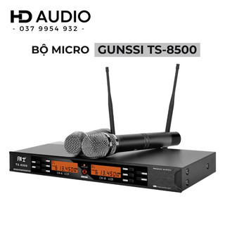 Micro không dây GUNSSI TS-8500 chống hú, bộ micro không dây tần số UHF độ nhạy cao, lọc âm tốt, tín hiệu ổn định