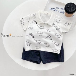 Beemo bộ cotton khủng long cho bé trai