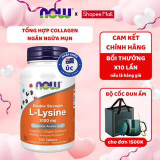 Viên uống hỗ trợ miễn dịch, tăng sinh collagen Now L-Lysine 1000mg 100 viên