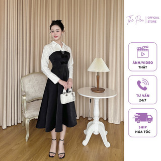 Đầm Dự Tiệc Tafta Xà Cừ Dáng Dài phối Sơ Mi đính nơ sang trọng (tặng kèm tag nơ kim loại) - ARA DRESS by Thepeavn