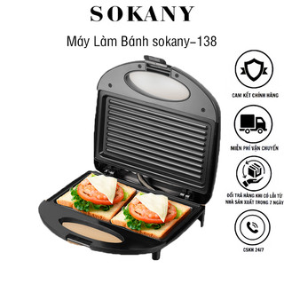 Máy làm bánh Sandwich máy làm bánh kẹp máy ép bánh mỳ Sokany 138