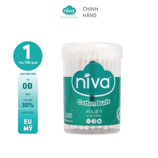 Tăm Bông Niva Hũ 100 Que Thân Nhựa AH1 Đa Năng 100% Bông Y Tế Tự Nhiên, Chuyên Dùng Ngoáy Tai Vệ Sinh Trang Điểm