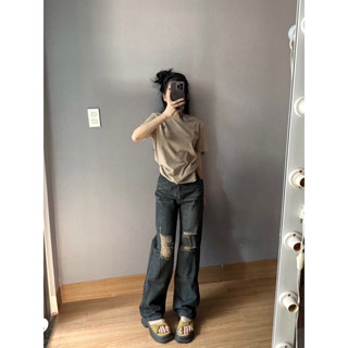 Quần jeans suông rách gối Cuahangjeans