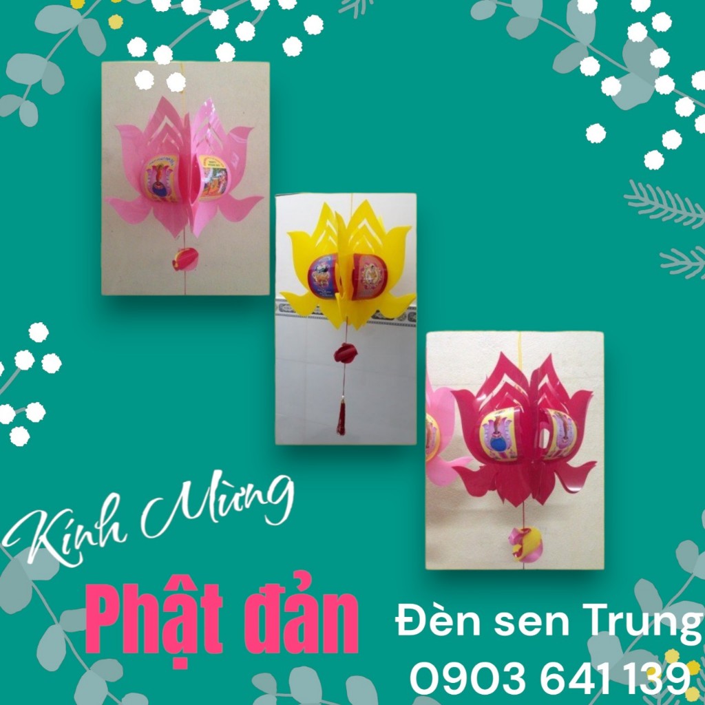 Lồng đèn Phật đản (Size Trung) - Đèn sen Phật đản
