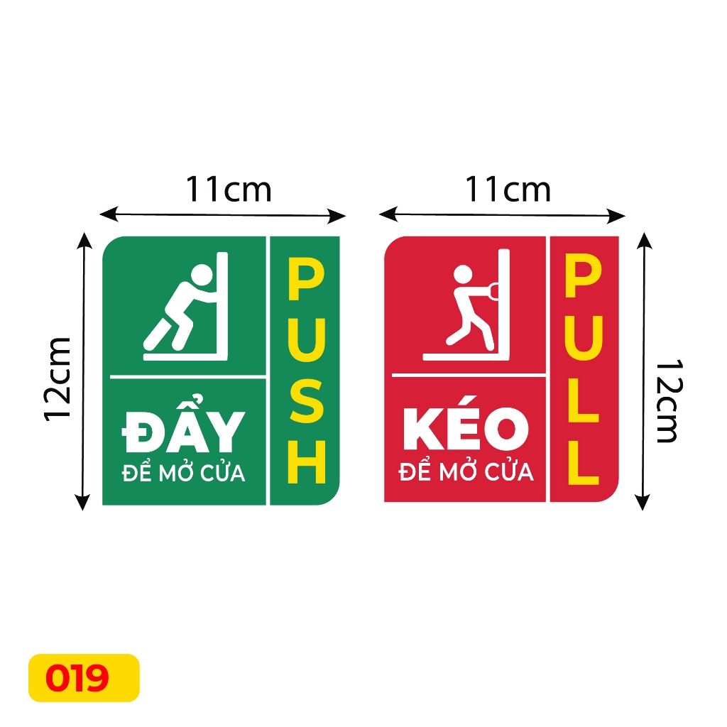 Combo 2 miếng dán decal ĐẨY KÉO pull push sticker dán trên cửa kính - Mã 19