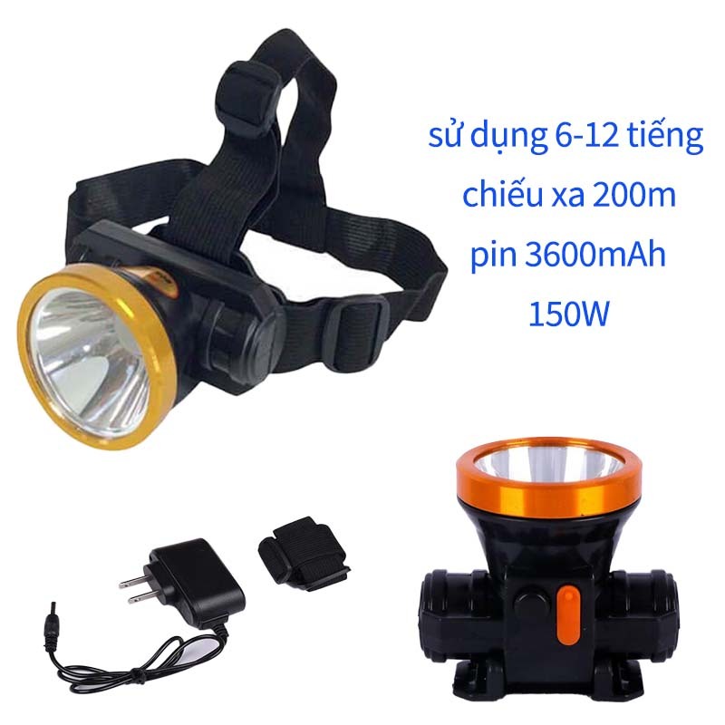 Đèn pin đội đầu siêu sáng kín nước ，Đèn pin đội đầu mini 500W siêu sáng, chiếu xa 200m