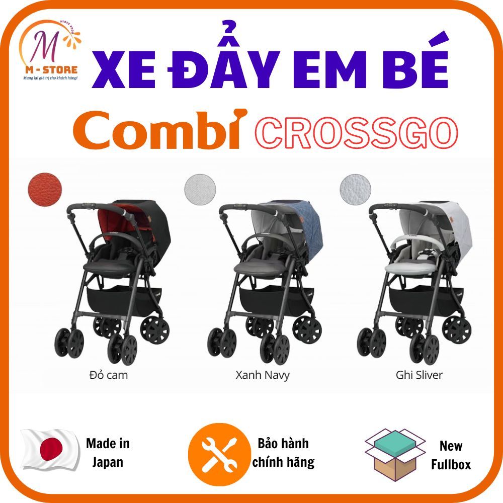 🔴Xe đẩy Combi CrossGo 4 bánh quay tự động, xe đẩy em bé 2 chiều 3 tư thế, bảo hành chính hãng