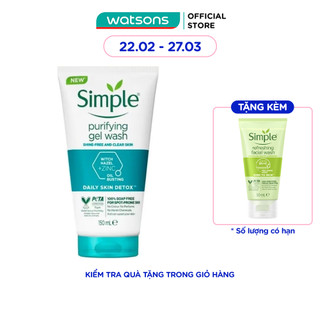 Gel Rửa Mặt Simple Purifying Daily Skin Detox Dành Cho Da Dầu và Da Nhạy Cảm 150ml
