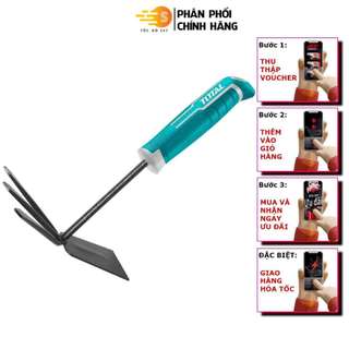 Cây cào đất làm vườn 2 đầu 290mm TOTAL THGT979K - làm từ thép carbon, chăm sóc cây, trồng cây, trồng hoa - Tốc độ 247