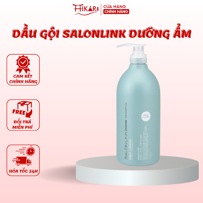 Dầu Gội Dưỡng Ẩm Kumano Salon Link Amino Shampoo 1000ml (Màu Xanh Ngọc) dành cho tóc khô xơ