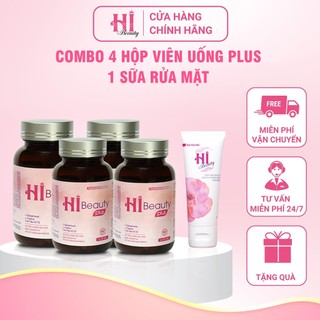 Combo 4 Hộp Viên Uống Trắng Da HiBeauty Plus & Kem Dưỡng Da hỗ trợ xóa nám tàn nhang