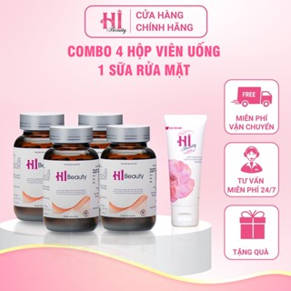 Combo 4 Hộp Viên Uống HiBeauty chính hãng Trắng Da & Sản Phẩm Dưỡng Da HiBeauty mờ nám dưỡng da