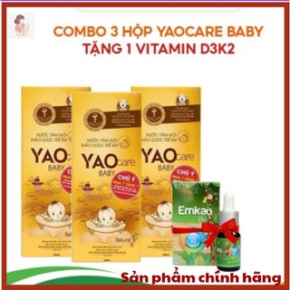 Combo 3 chai nước tắm thảo dược yaocare baby tặng 1 hộp vitamin d3k2