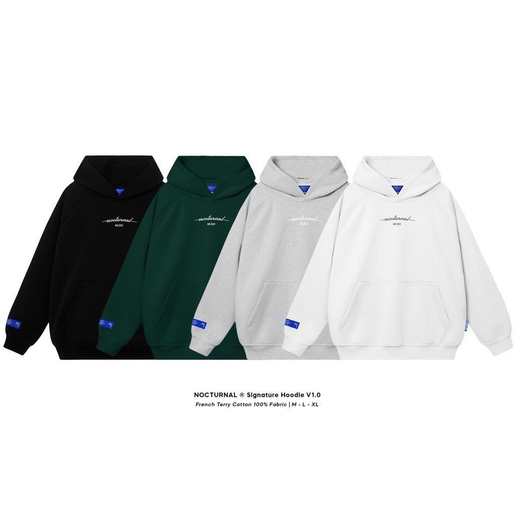 Áo Hoodie Nocturnal Chữ Thêu Mũ Trùm 2 Lớp Form Rộng Nam Nữ Unisex Vải Nỉ Cotton Cao Cấp