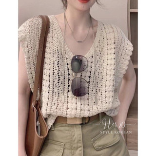 (CÓ SẴN) Áo len đan móc tay cánh dơi cổ chữ V, Áo lưới phong cách thời trang quyến rũ cho nữ