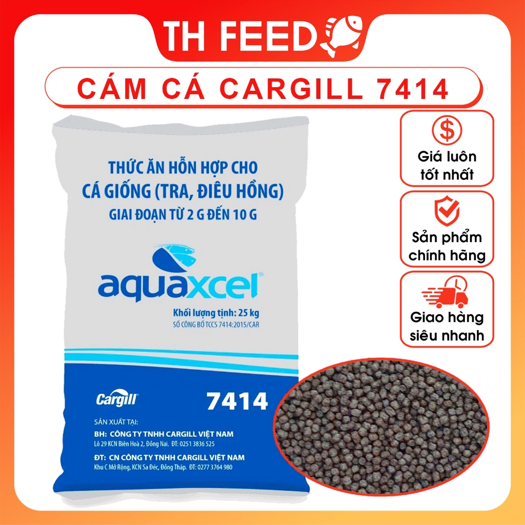 [LOẠI NGON] Cám cá Cargill 7414, 1,5mm, 40 độ đạm, cá cảnh, cá koi, cá chép, cá trôi, cá trắm, cá rô