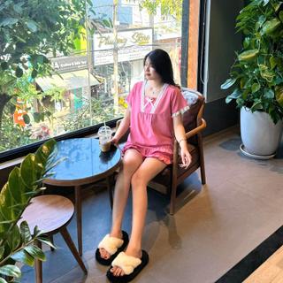 Đồ bộ đùi pha ren mặc nhà pijama P43 vải lụa 108 xinh xắn