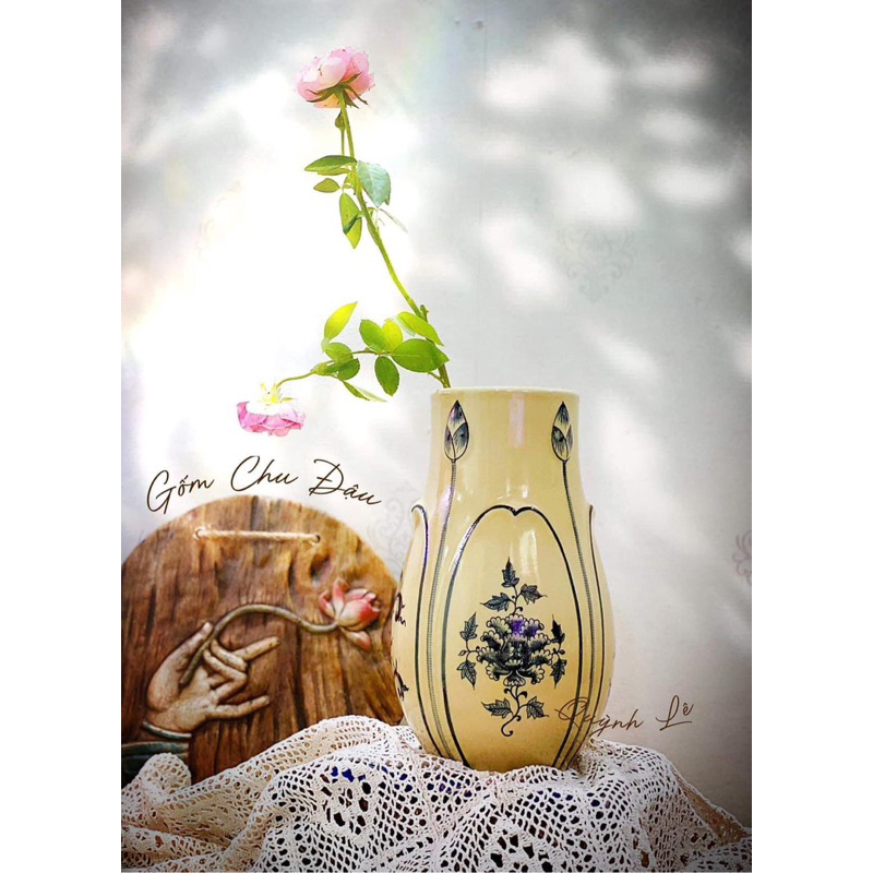 BÌNH HOA SEN 29cm - GỐM CHU ĐẬU